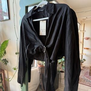 Zara Black Belt Crop Top